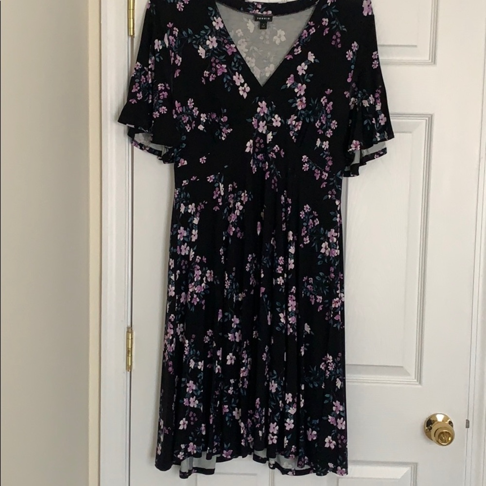 Plus Size Black Floral Jersey Skater Dress